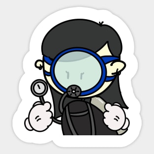 Ordinary Scuba Diving man with circular mask, Minimal cartoon, plain cute design Sticker